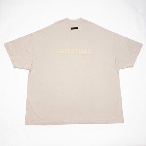 Fear Of God Essentials T-Shirt Men's Medium Short Sleeve V-Neck Oversized Beige